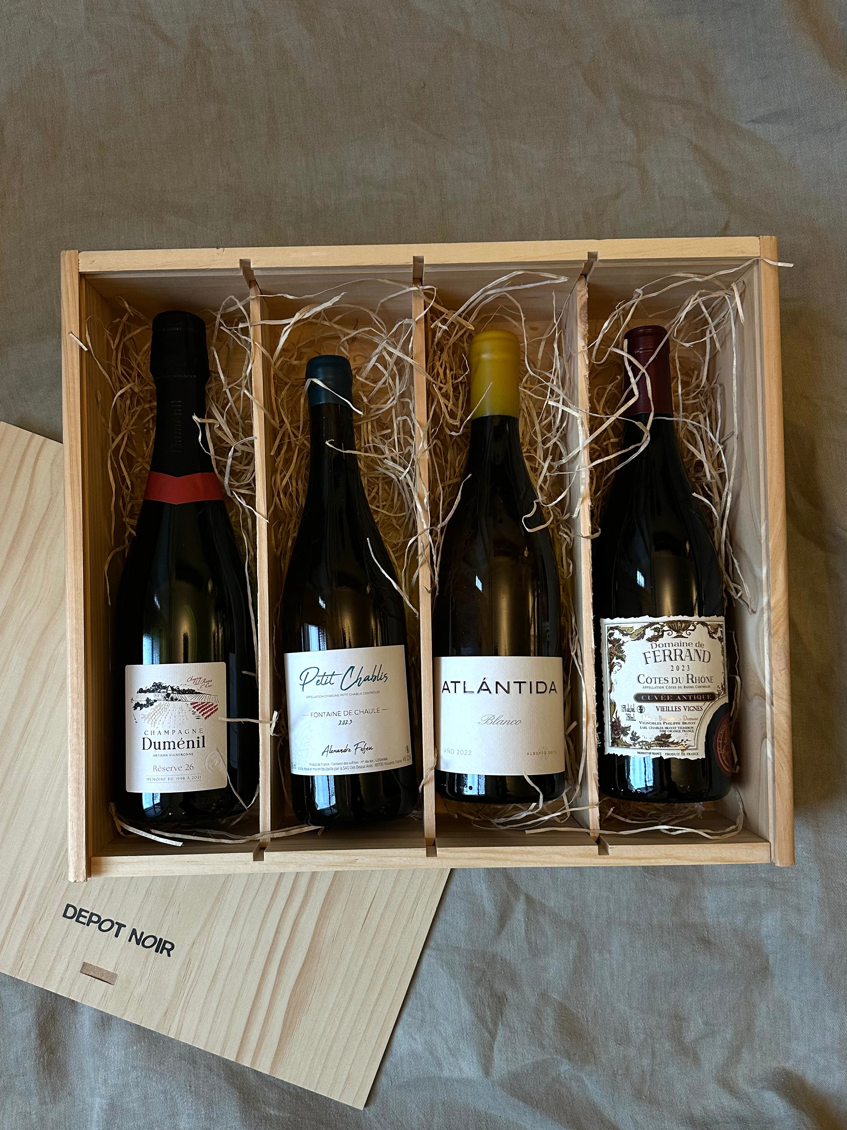 Kerstkist - 4 vaks met flessen